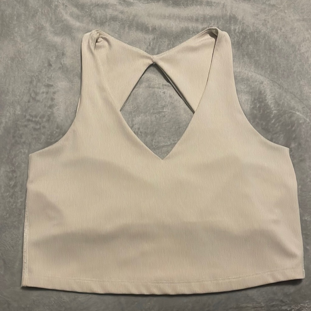 Cream colored beyond yoga, crop top size extra large